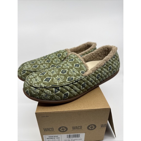 Waco Shoes - Waco Womens Green Olive Cedar Boho Slip On Comfort Slipper Size 12D NEW